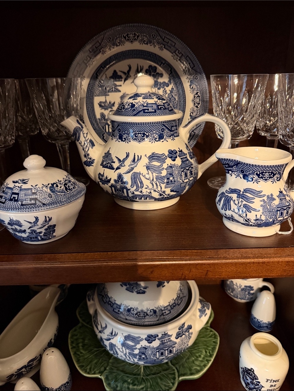 Vintage Churchill England Blue Willow Teapot Georgian Shape with Lid